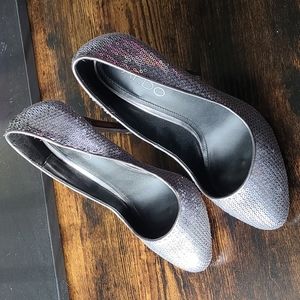 Silver Sequin Heels